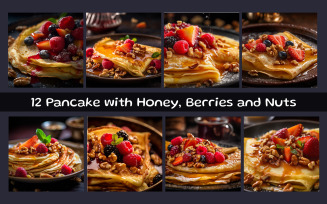 Pancake with Honey, Berries and Nuts