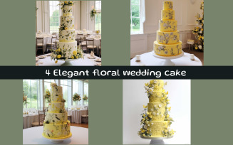 Elegant floral wedding cake AI image