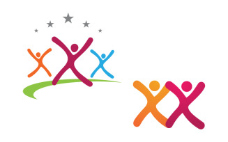 People group care community network and social logo design v.56