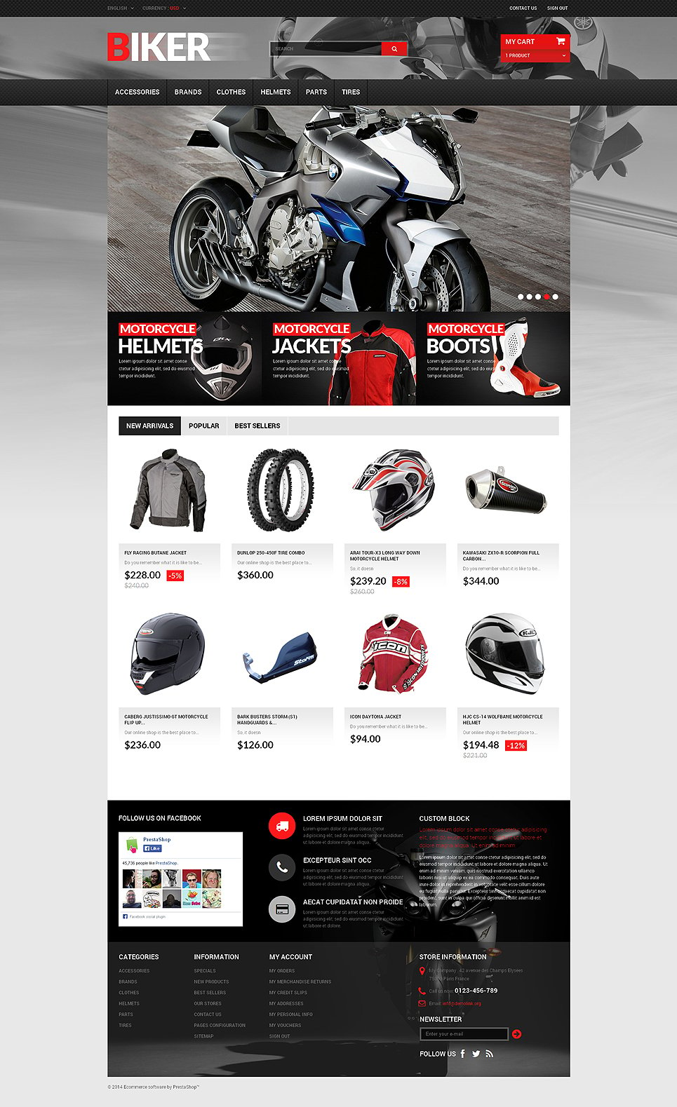 Biker PrestaShop Theme New Screenshots BIG