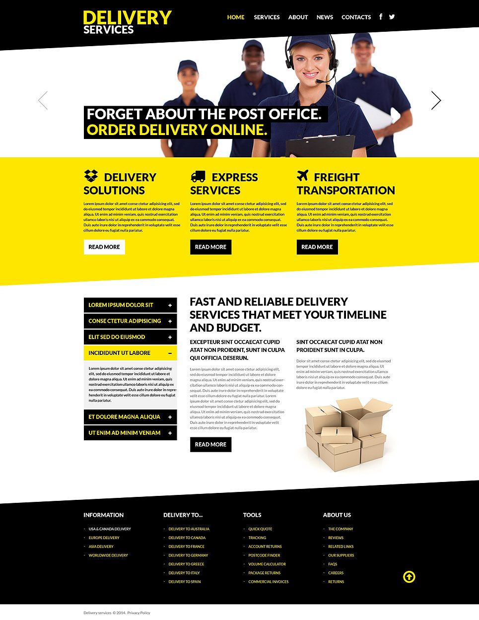 Delivery Services Responsive Website Template 50710