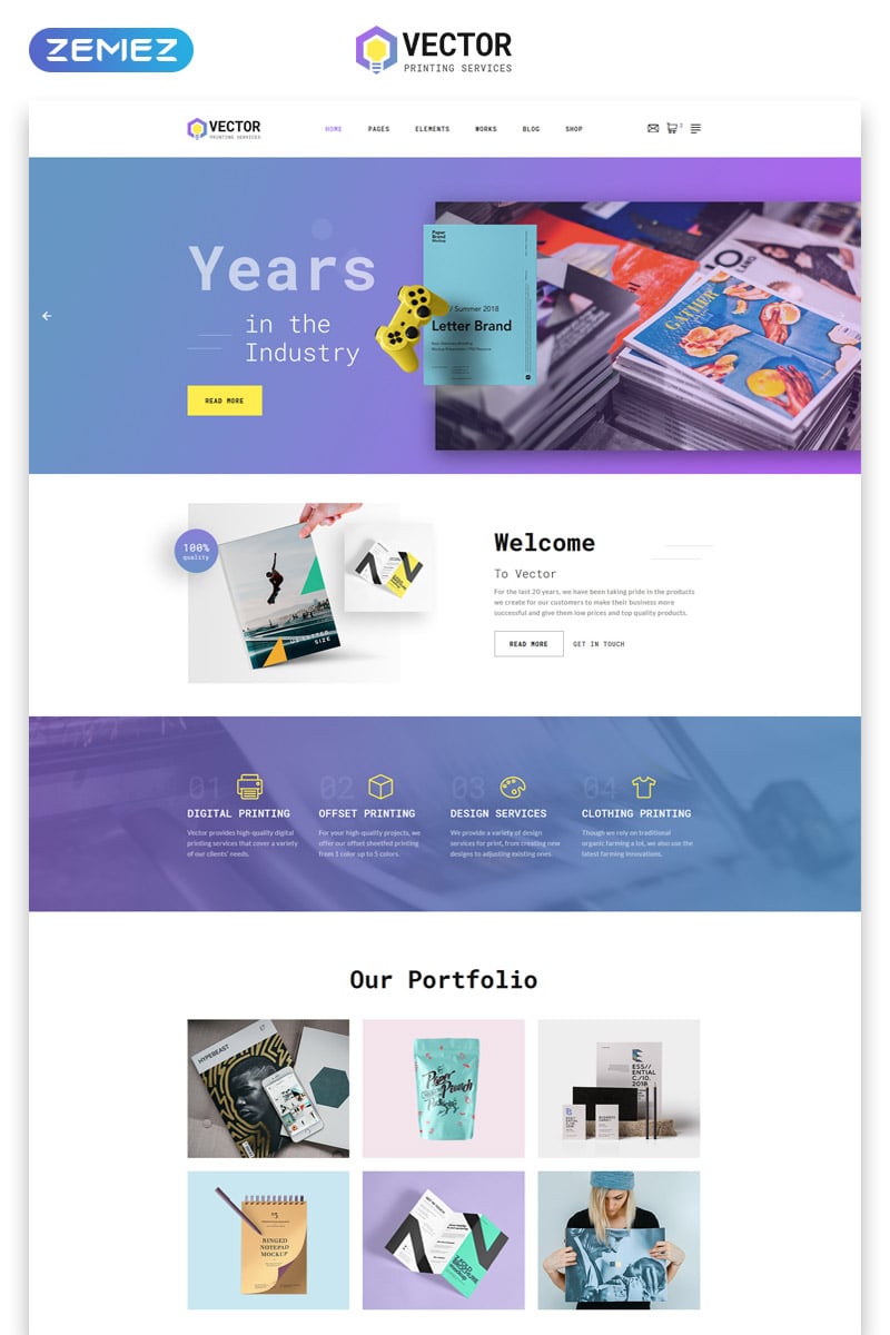 Responsive Vector - Print Shop Multipage Modern HTML Web Sitesi #50774 - Ekran resmi