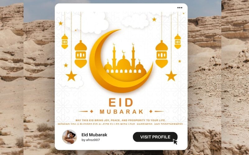 Elegant Eid al-Fitr Template Design – Perfect for Greeting Cards & Social Media Corporate Identity