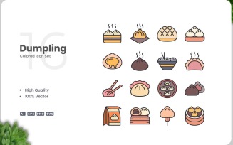 16 Dumpling Colored Icons Set