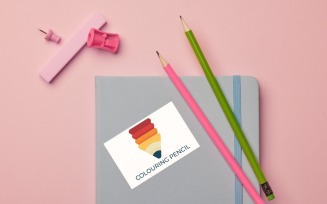 coloring pencil logo Template