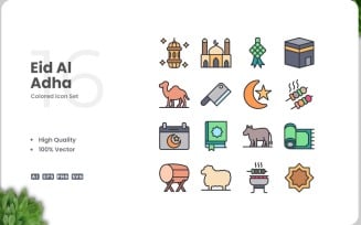 16 Eid Al Adha Colored Icons Set