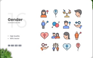 16 Gender Colored Icons Set