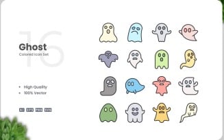 16 Ghost Colored Icons Set