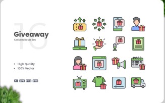 16 Giveaway Colored Icons Set
