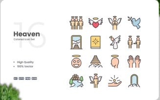 16 Heaven Colored Icons Set