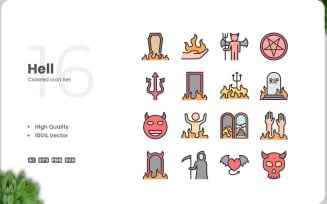 16 Hell Colored Icons Collection