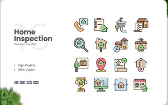 16 Home Inspection Colored Icons Set