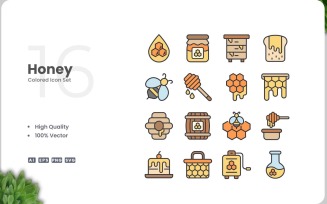 16 Honey Colored Icons Set