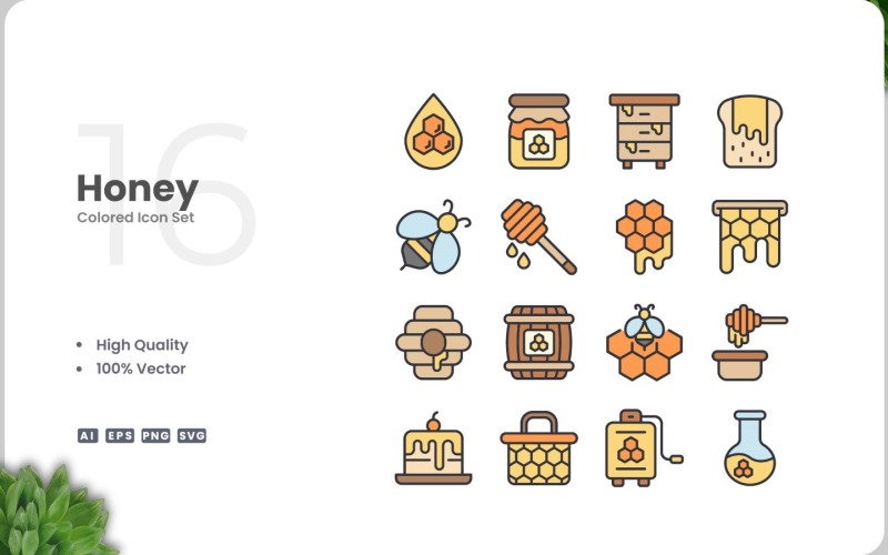 16 Honey Colored Icons Set Icon Set