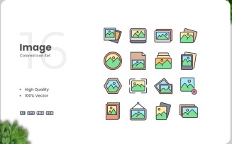 16 Image Colored Icons Set