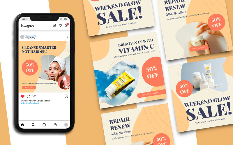 Skincare Sale Instagram Post Template 765 Social Media
