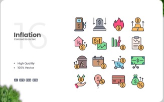 16 Inflation Colored Icons Set