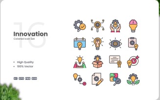 16 Innovation Colored Icons Set
