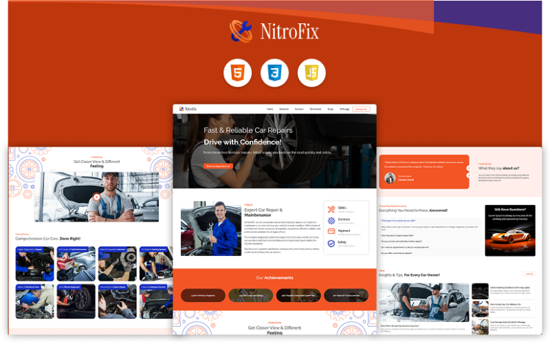 NitroFix – Car Repair & Auto Service HTML Website Template Landing Page Template