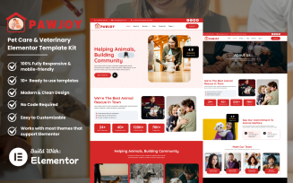 PawJoy – Ultimate Pet Care & Veterinary Elementor Template Kit for Modern Websites