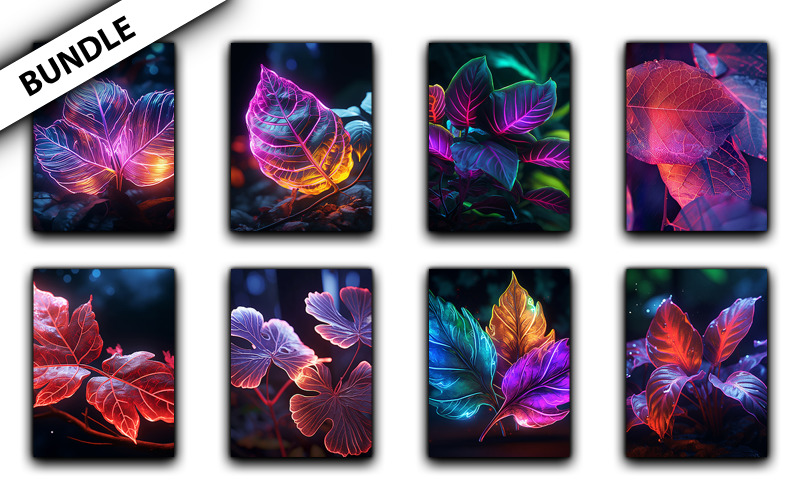 Premium glowing leaves background bundle Background