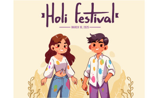 Vibrant Holi Festival Celebration Illustration