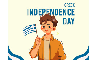 Animated Character Holding Greek Flag
