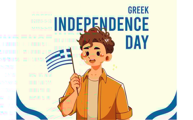 Animated Character Holding Greek Flag Illustration