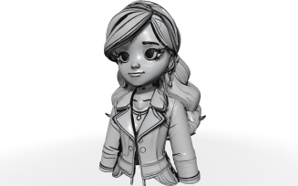 Anime Girl in Stylish Coat Figurine Free 3D Print Model