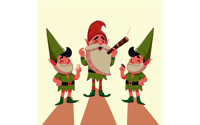 Cheerful Cartoon Elves Illustration