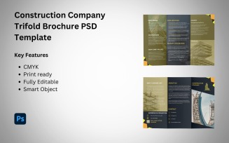 Construction Company Trifold Brochure PSD Template