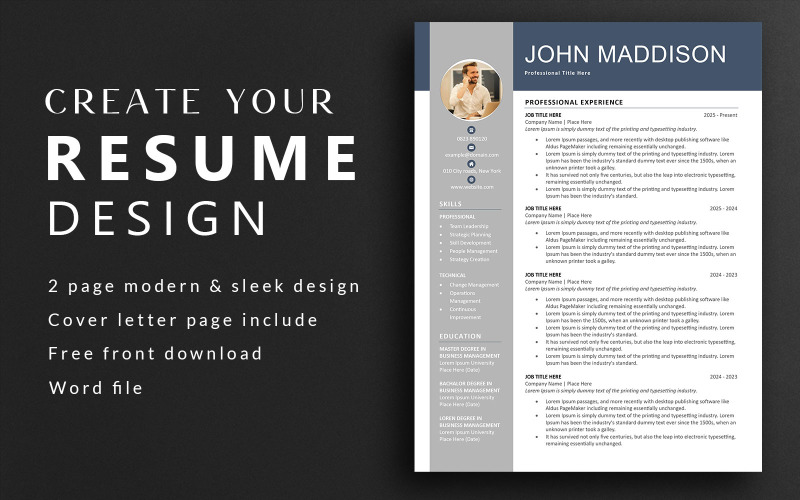 Creative resume template (US, A4) Resume Template