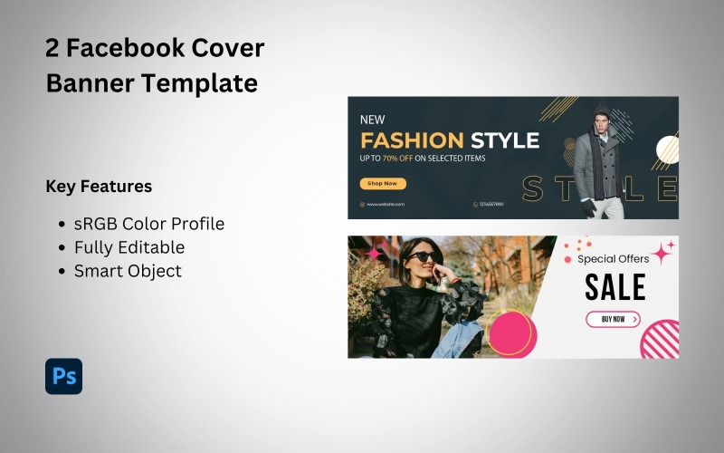 2 Facebook Fashion Cover Banners PSD Template Social Media