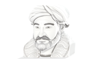 Turbaned Sage Monochrome Portrait Bust 3D Print Model