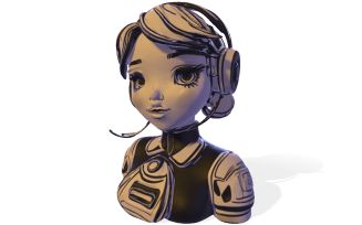Anime Headset Girl Bust 3D Model