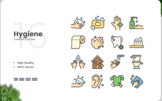 16 Hygiene Colored Icons Set