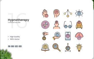 16 Hypnotherapy Colored Icons Set