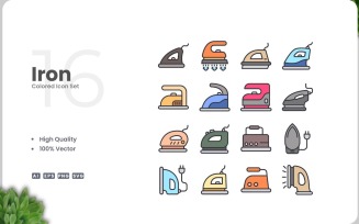 16 Iron Colored Icons Set