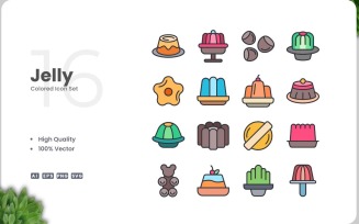 16 Jelly Colored Icons Set