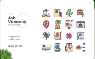 16 Job Vacancy Colored Icons Set