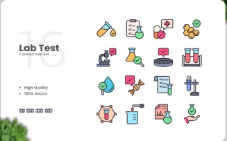 16 Lab Test Colored Icons Set