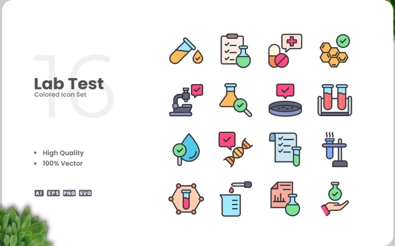 16 Lab Test Colored Icons Set Icon Set