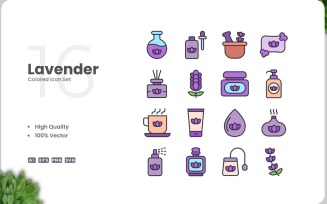 16 Lavender Colored Icons Set