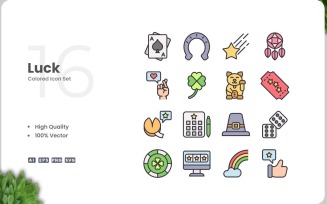 16 Luck Colored Icons Set