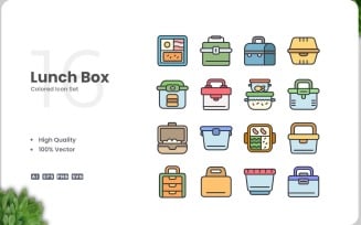 16 Lunch Box Colored Icons Set