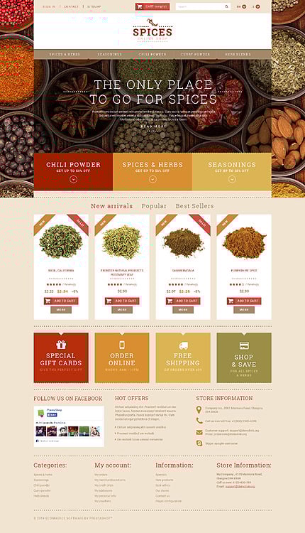 PrestaShop Main Page Screenshot