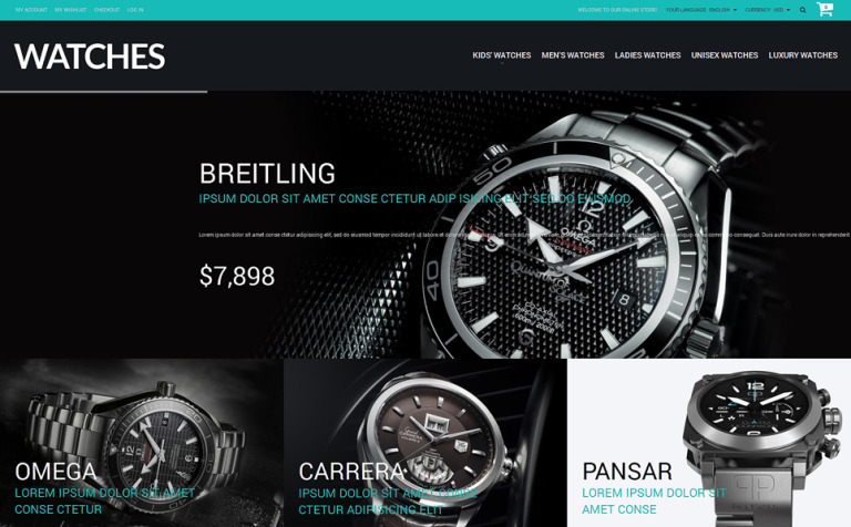 Buy Watches Responsive Magento Theme Big Screenshot Buy Watches Magento Theme New Screenshots BIG