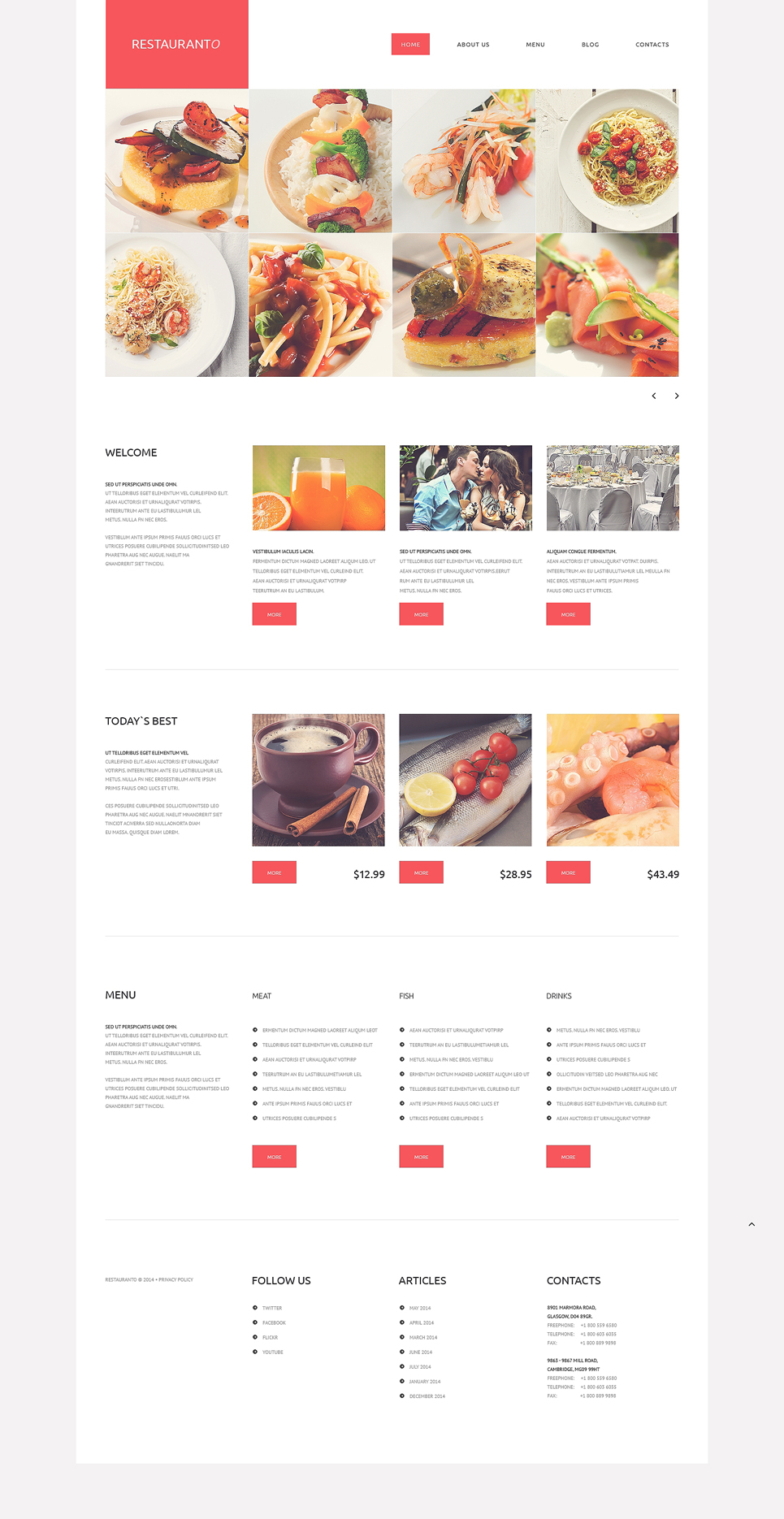 Cafe and Restaurant Responsive Website Template New Screenshots BIG