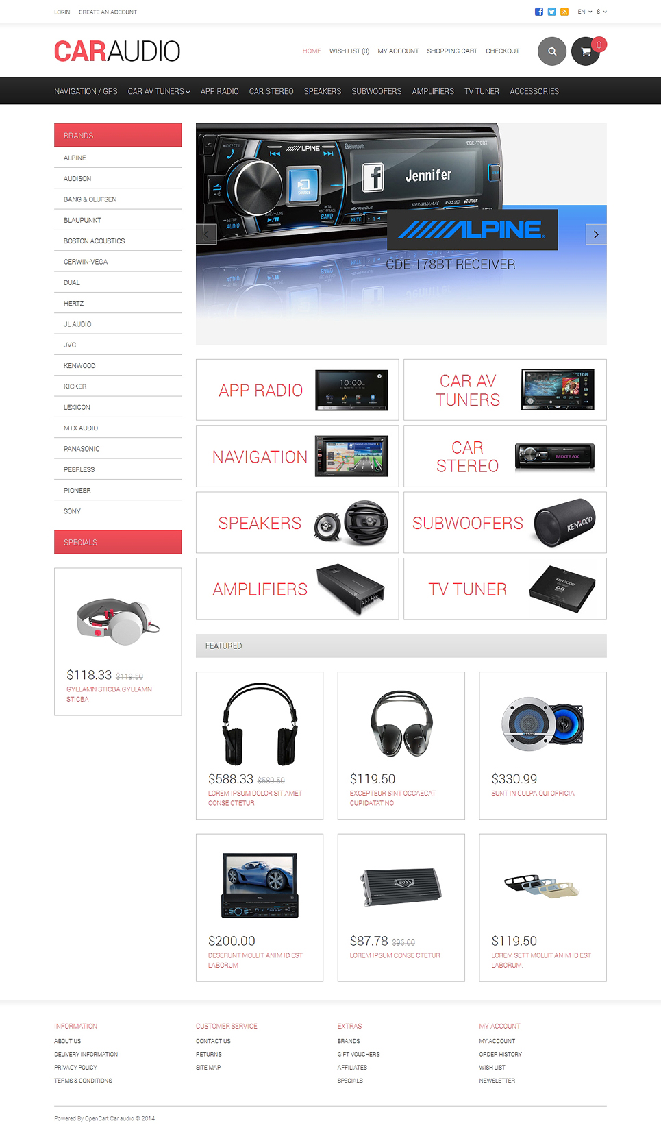 Car Audio Responsive OpenCart Template New Screenshots BIG