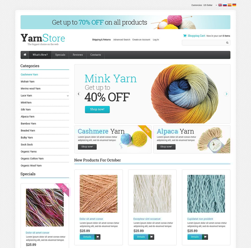 Crafts osCommerce Template Big Screenshot Crafts OsCommerce Template New Screenshots BIG